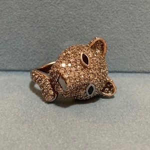 Panther crystal silver ring